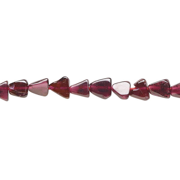 Bead, garnet (dyed), 4x4x3mm-8x8x6mm hand-cut flat triangle, D grade, Mohs hardness 7 to 7-1/2. Sold per 14-inch strand. image number 0