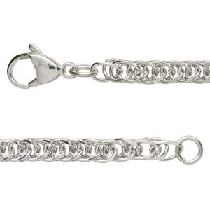 Chain, stainless steel, 5mm double curb, 18 inches with lobster claw clasp. Sold individually.
