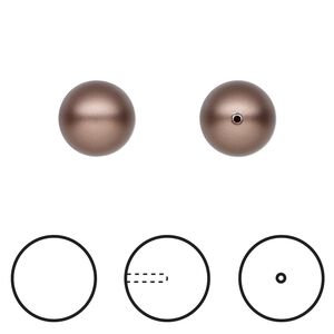Pearl 1pkg4 velvet brown, Crystal Passions® 10mm half-drilled round 5818