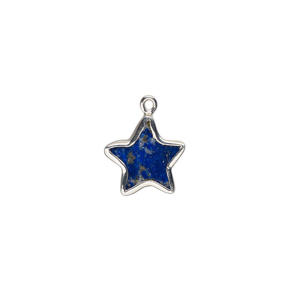 Drop sterling silver lapis lazuli 1pk 12mm hand-cut flat double-sided star, natural image number 0
