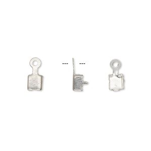 Connector, silver-finished brass, 4.5x4.5mm, fits 4mm cupchain. Sold per pkg of 50.