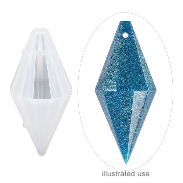 Mold, silicone, white, 47 x 21 x 21mm faceted double point. Sold individually. image number 0