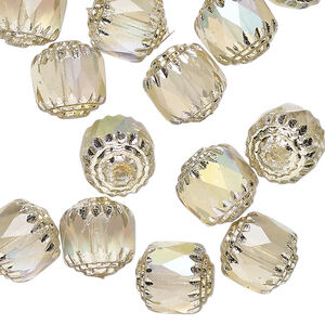 Bead 1pkg40, Czech dipped décor glass, smoke Apollo AB, 10mm round cathedral.