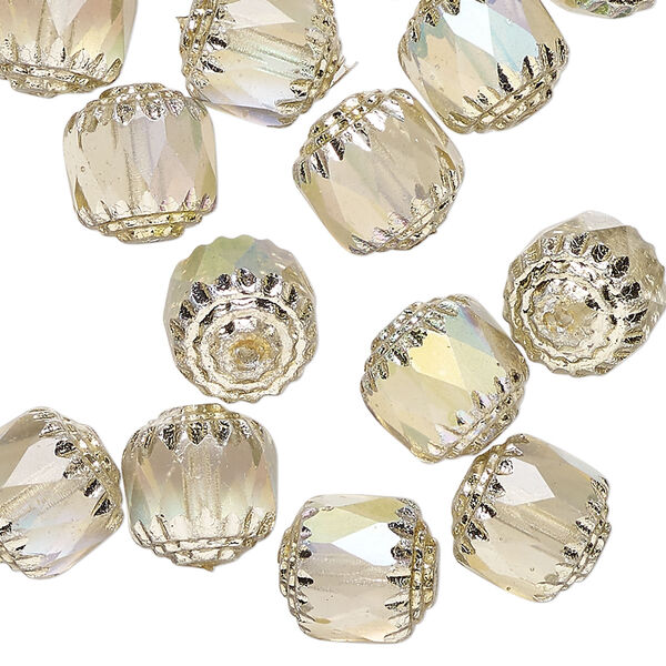 Bead 1pkg40, Czech dipped décor glass, smoke Apollo AB, 10mm round cathedral. image number 0