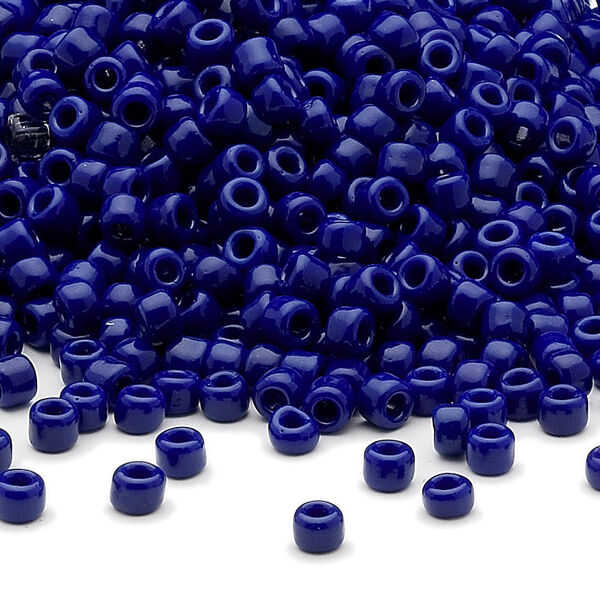 Seed bead, Dyna-Mites™, glass, opaque navy blue, #8 round. Sold per 40-gram pkg. image number 0