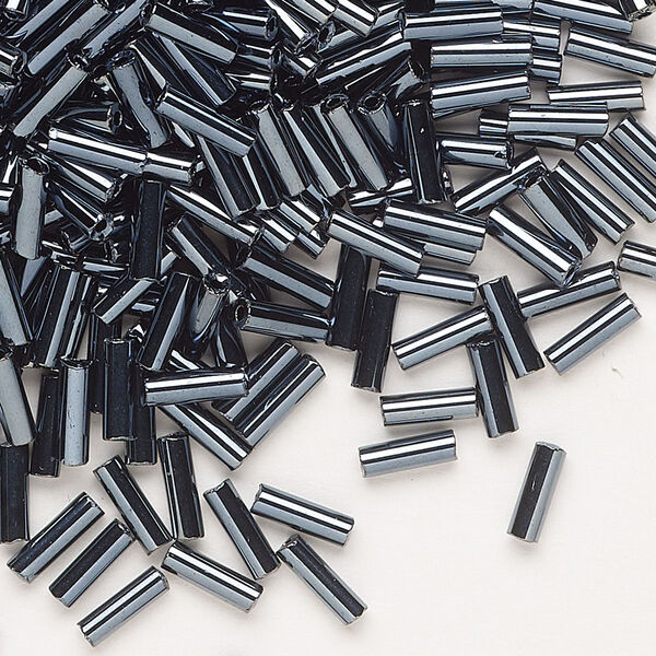 Bead, Preciosa Ornela Czech glass, bugle bead, pkg/50g, #3, hematite opaque black, (49102). image number 0