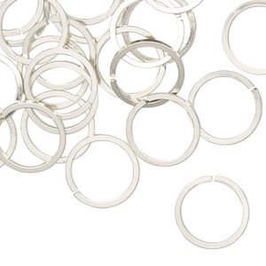 Jump ring, copper / zinc / nickel, nickel silver, 12mm hand-cut round square wire, 9.8mm inside diameter, 18 gauge. Sold per pkg of 50.