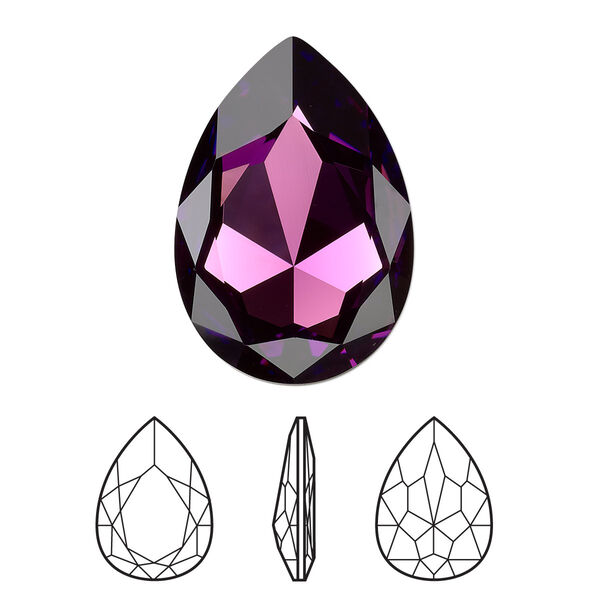 Fancy stone 1pk amethyst foil back, Crystal Passions® 30x20mm pear 4327 image number 0