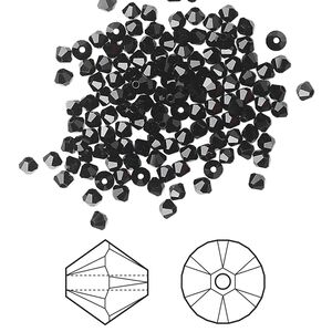 Bead 144pk jet, Crystal Passions® 2.5mm bicone 5328