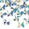 Sew-on 1pk crystal AB silver plate, Preciosa Czech crystal 10mm spacer butterfly image number 1