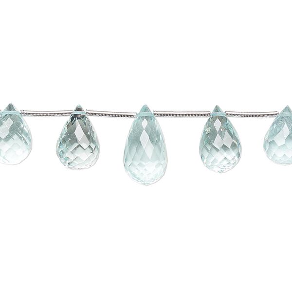 Aquamarine 1pkg1, hand-cut top-drilled faceted briolette bead 4 inch graduated 6x4mm-12x7mm image number 0