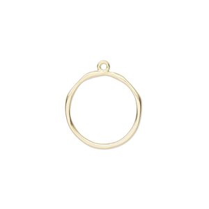 Drop, Amoracast®, satin-finished "vermeil" (sterling silver), 16mm two-sided open organic round. Sold individually.