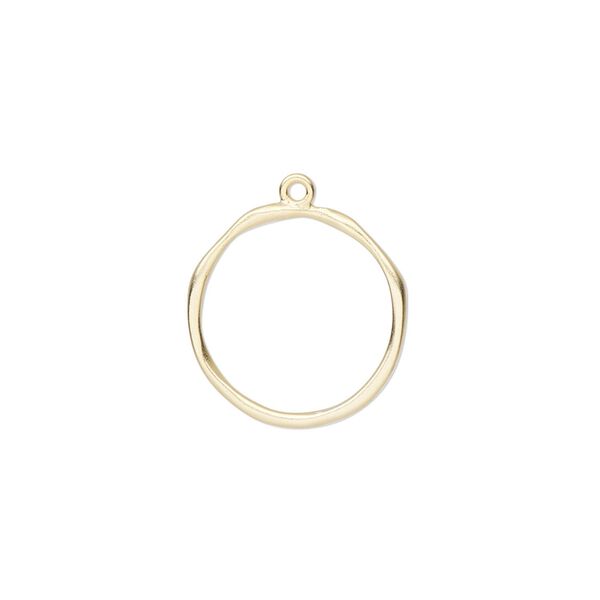 Drop, Amoracast®, satin-finished "vermeil" (sterling silver), 16mm two-sided open organic round. Sold individually. image number 0
