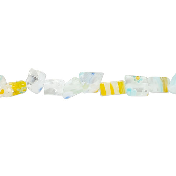 Bead, millefiori glass, translucent mint and multicolored, mini to small chip. Sold per 34-inch strand. image number 0