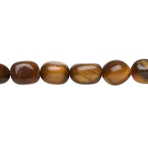 Tigereye 1pkg1, tumbled pebble bead natural 15.5-16 inch medium