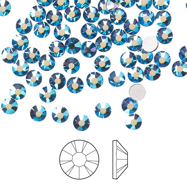 Flat back 1440pk denim blue AB foil back, Preciosa MAXIMA Czech crystal hotfix rhinestone 3.8-4mm chaton rose round SS16 image number 0