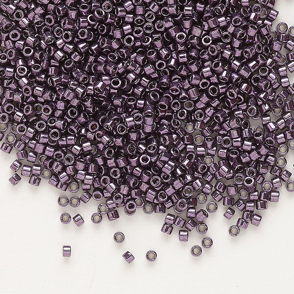 Seed bead, Delica®, glass, pkg/250g, #11 round, opaque nickel-plated dyed color dark plum (DB-0455). image number 0