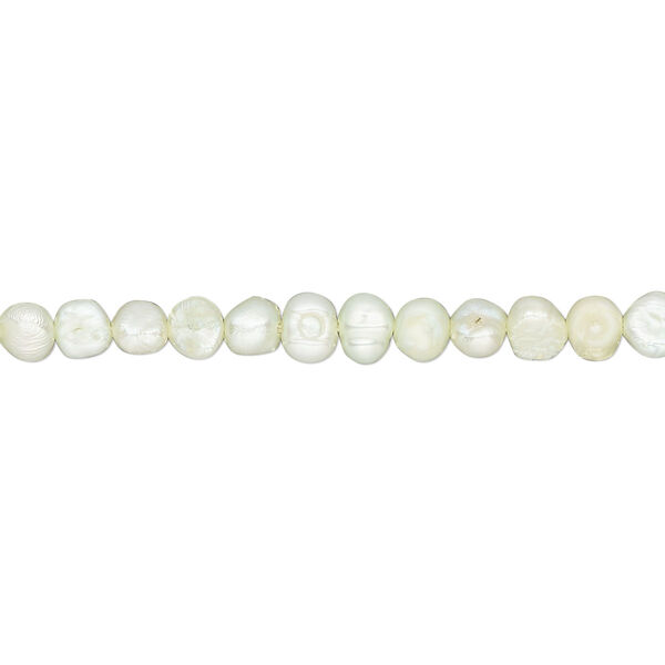 Pearl, cultured freshwater pearl (dyed), light olive green, 3-4mm flat-sided potato, D grade, Mohs hardness 2-1/2 to 4. Sold per 15-inch strand, approximately 105 beads. image number 0