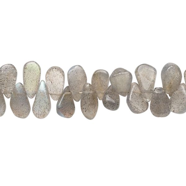 Labradorite 1pkg1, hand-cut top-drilled flat teardrop bead natural 14 inch 5x4mm-10x5mm image number 0