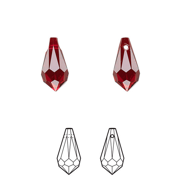 Drop 4pk Siam, Crystal Passions® 13x6.5mm pendant teardrop 6000 image number 0