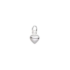 Charm, sterling silver, 6x6mm puffed heart. Sold per pkg of 6.