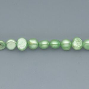 Pearl, cultured freshwater (dyed), avocado, 5-6mm flat-sided potato, D grade, Mohs hardness 2-1/2 to 4. Sold per 15-inch strand.