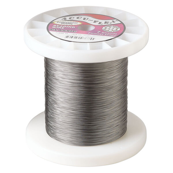 Beading wire, Accu-flex®, nylon and stainless steel, clear, 7 strand, 0.012-inch diameter. Sold per 1,000 ft spool. image number 0
