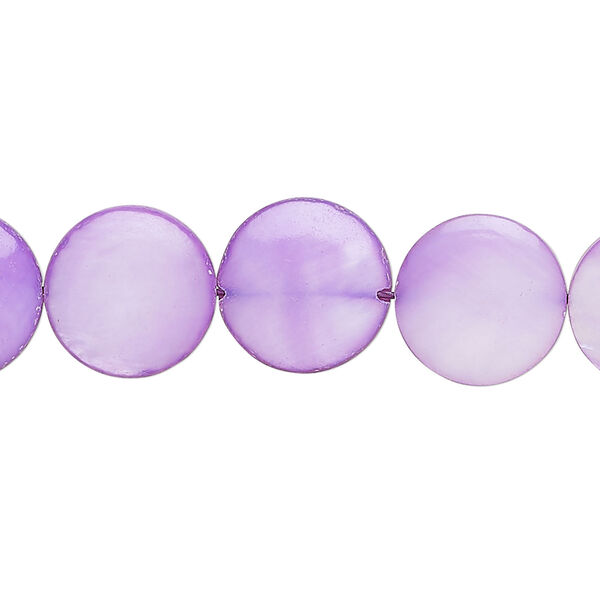 Mother-of-pearl shell 1pkg1, puffed flat round bead 15 inch dark lavender 12-13mm image number 0