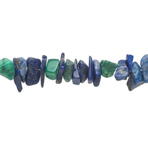 Lapis lazuli / malachite 1pkg1, chip bead natural 32 inch medium