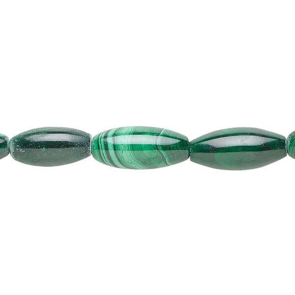 Bead, malachite (natural), 18x8mm oval, B grade, Mohs hardness 3-1/2 to 4. Sold per 8-inch strand, approximately 10 beads. image number 0