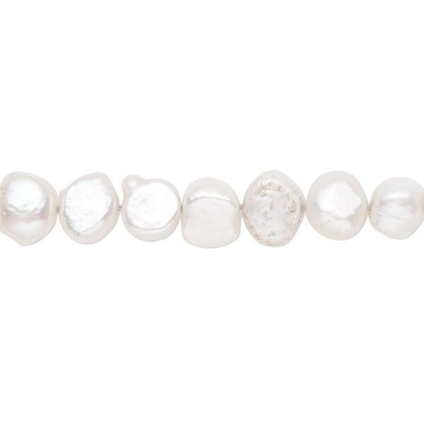 Pearl, cultured freshwater (dyed), soft grey, 5-7mm flat-sided potato with 0.4-0.6mm hole, C- grade, Mohs hardness 2-1/2 to 4. Sold per 15-inch strand. image number 0