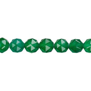 Green agate 1pkg1, rose-cut round bead 8 inch 6mm