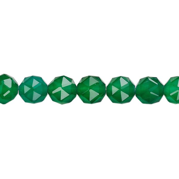Green agate 1pkg1, rose-cut round bead 8 inch 6mm image number 0