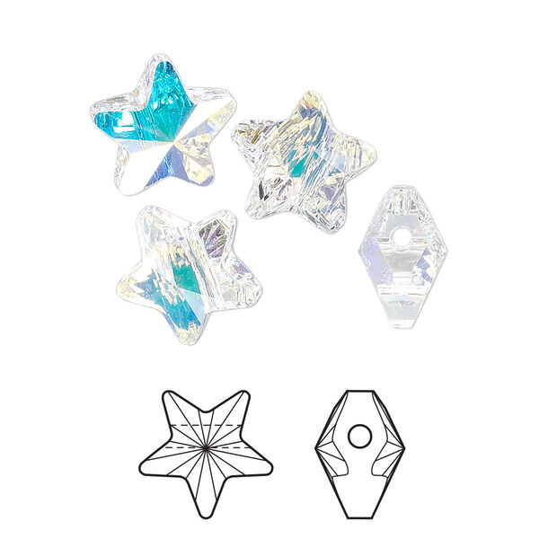 Bead 4pk crystal AB, Crystal Passions® 12mm star 5714 image number 0