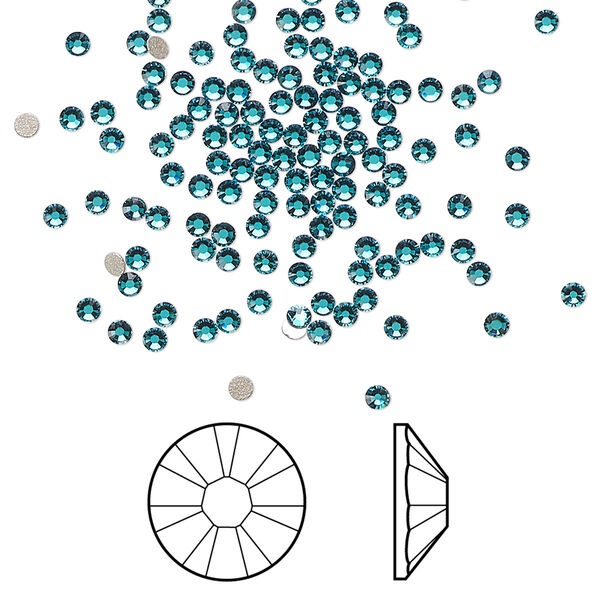 Flat back 144pk blue zircon foil back, Crystal Passions® 1.7-1.9mm rose round SS5 2058 image number 0