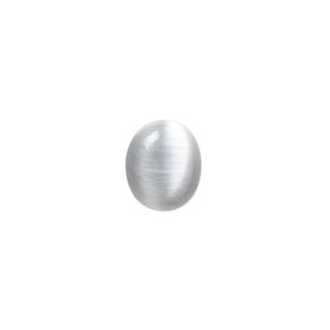 Cabochon, cat's eye glass (fiber optic glass), grey, 12x10mm calibrated oval, quality grade. Sold per pkg of 10.