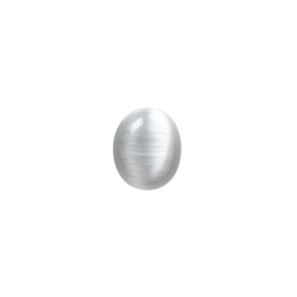 Cabochon, cat's eye glass (fiber optic glass), grey, 12x10mm calibrated oval, quality grade. Sold per pkg of 10. image number 0