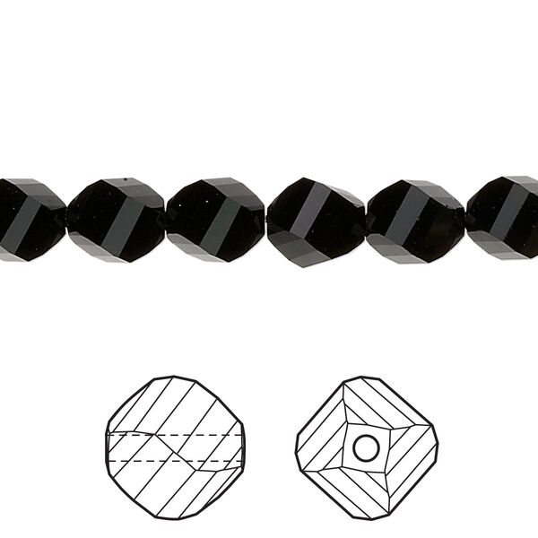 Bead 12pk jet, Crystal Passions® 8mm helix 5020 image number 0