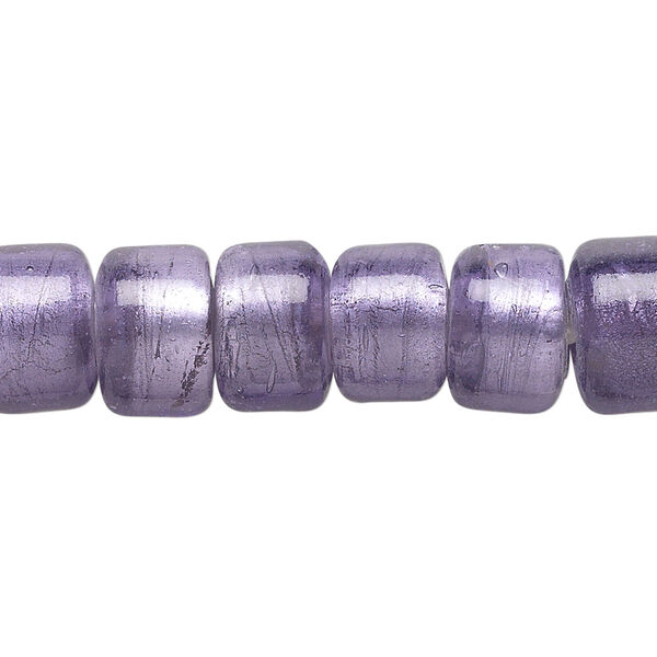 Bead, lampworked glass, semitransparent purple with fine silver foil, 12x8mm crow. Sold per 15-1/2" to 16" strand. image number 0