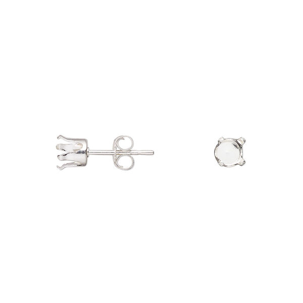 Earstud sterling silver 1 pair 5mm round 4-prong setting image number 0