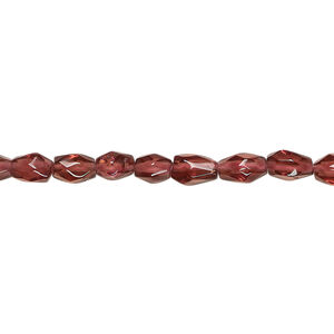 Garnet 1pkg1, hand-cut faceted oval bead, 14 inch 6x3mm-7x4mm