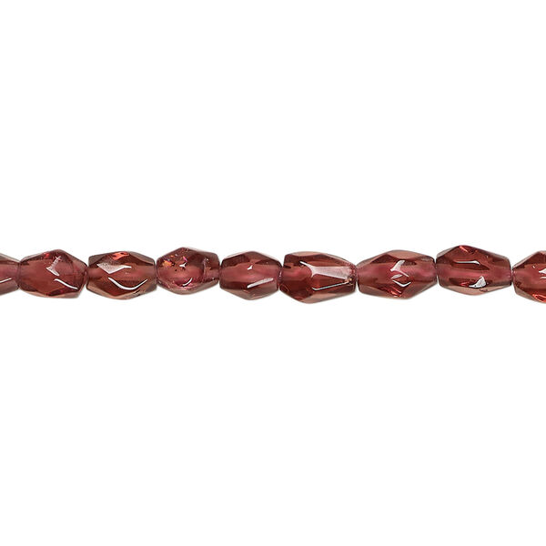 Garnet 1pkg1, hand-cut faceted oval bead, 14 inch 6x3mm-7x4mm image number 0