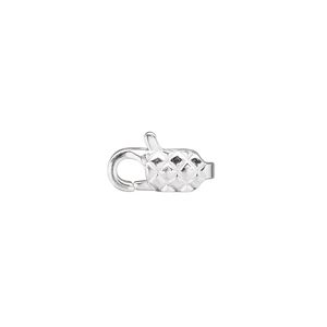 Clasp lobster claw 1pkg100 silver-plated, 13x6mm, brass 1-strand