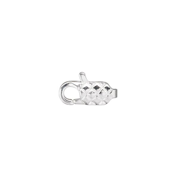 Clasp lobster claw 1pkg100 silver-plated, 13x6mm, brass 1-strand image number 0