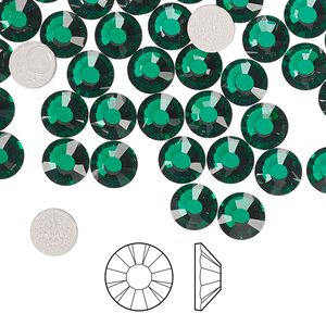 Flat back 24pk emerald foil back, Preciosa MAXIMA Czech crystal hotfix rhinestone 6.3-6.5mm chaton rose round SS30