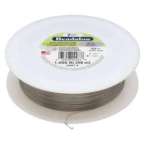 Wire, Beadalon®, nylon and stainless steel, bright, 7 strand, 0.024-inch diameter. Sold per 1000-foot spool.
