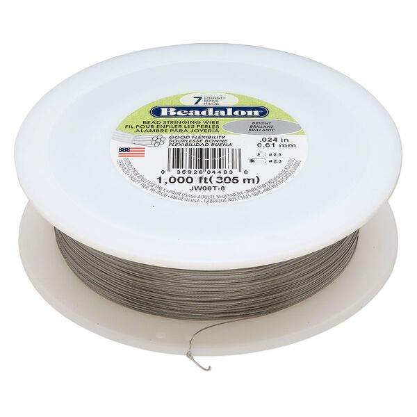 Wire, Beadalon®, nylon and stainless steel, bright, 7 strand, 0.024-inch diameter. Sold per 1000-foot spool. image number 0