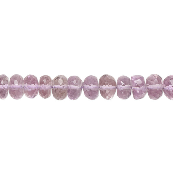 Bead, amethyst (natural), 6x4mm-10x5mm graduated hand-cut micro-faceted rondelle with 0.4-1.4mm hole, B+ grade, Mohs hardness 7. Sold per 7-1/2 inch strand. image number 0