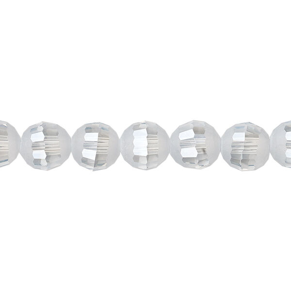 Bead 1pk 96 facets translucent smoke blue AB half-matte, Celestial Crystal® 8mm round 8 inch image number 0