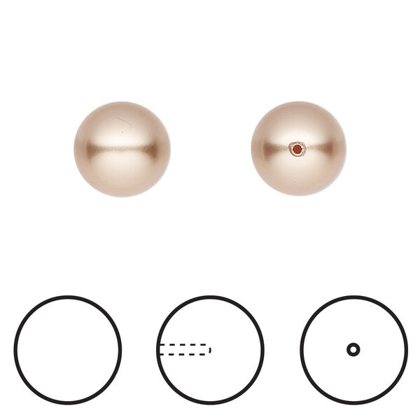Pearl 100pk rose gold, Swarovski® 10mm half-drilled round 5818 image number 0
